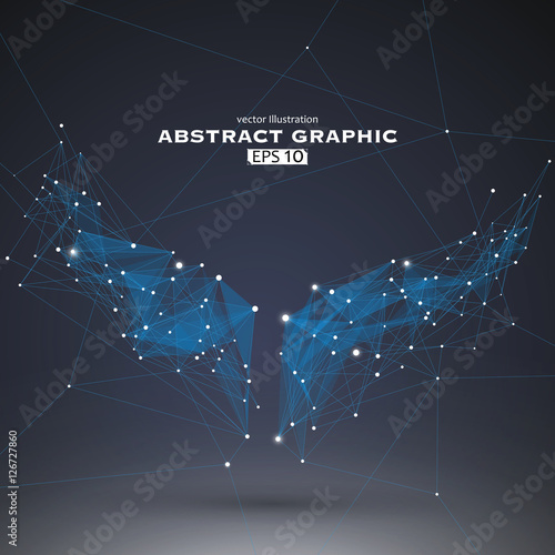 Wings shapes, dots and lines connected together, a sense of science and technology vector illustration.