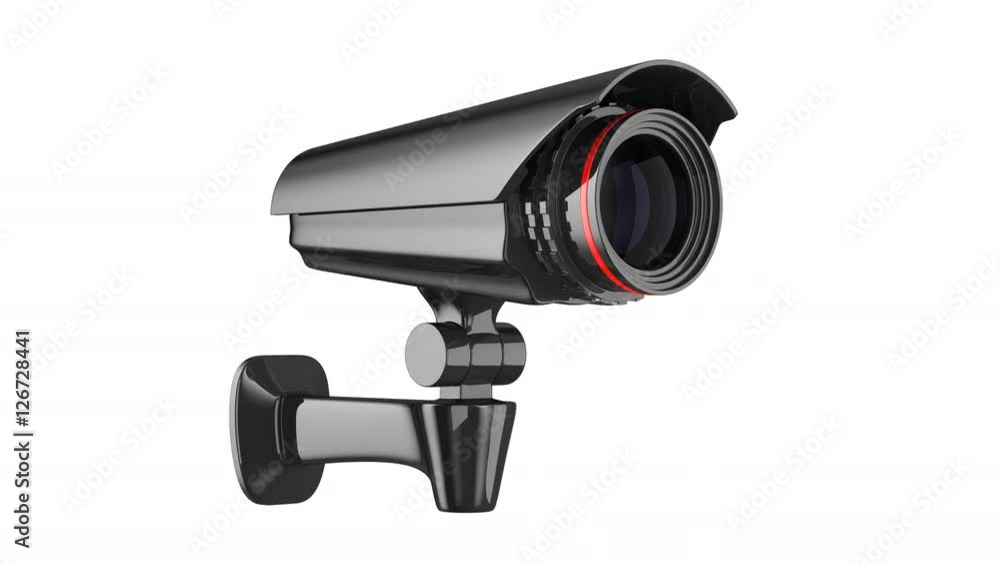 security camera on white background. 3D render security camera on white background. 3D render