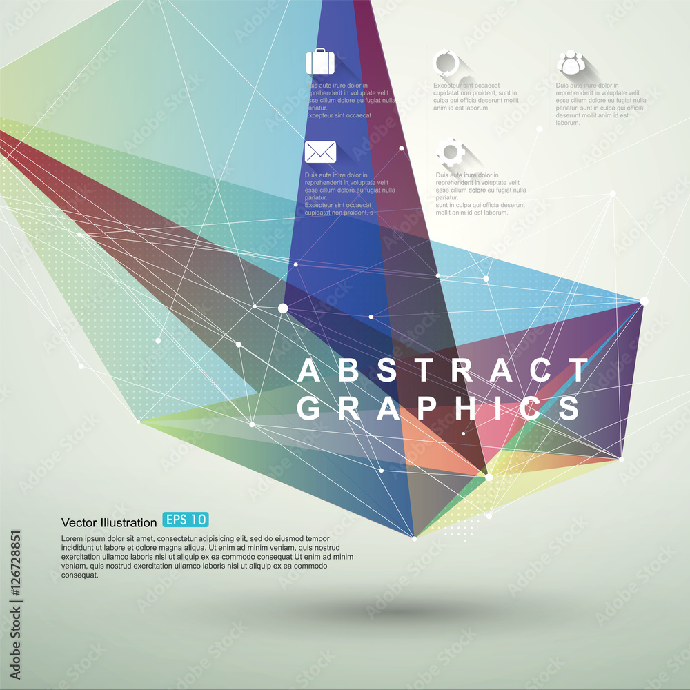 Obraz premium Point, line, surface composition of abstract graphics, infographics,Vector illustration.