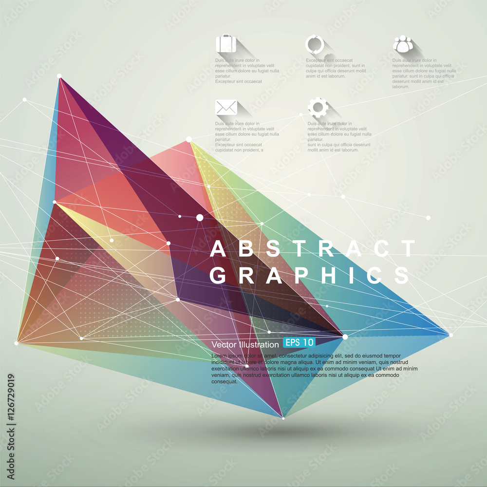 Obraz premium Point, line, surface composition of abstract graphics, infographics,Vector illustration.