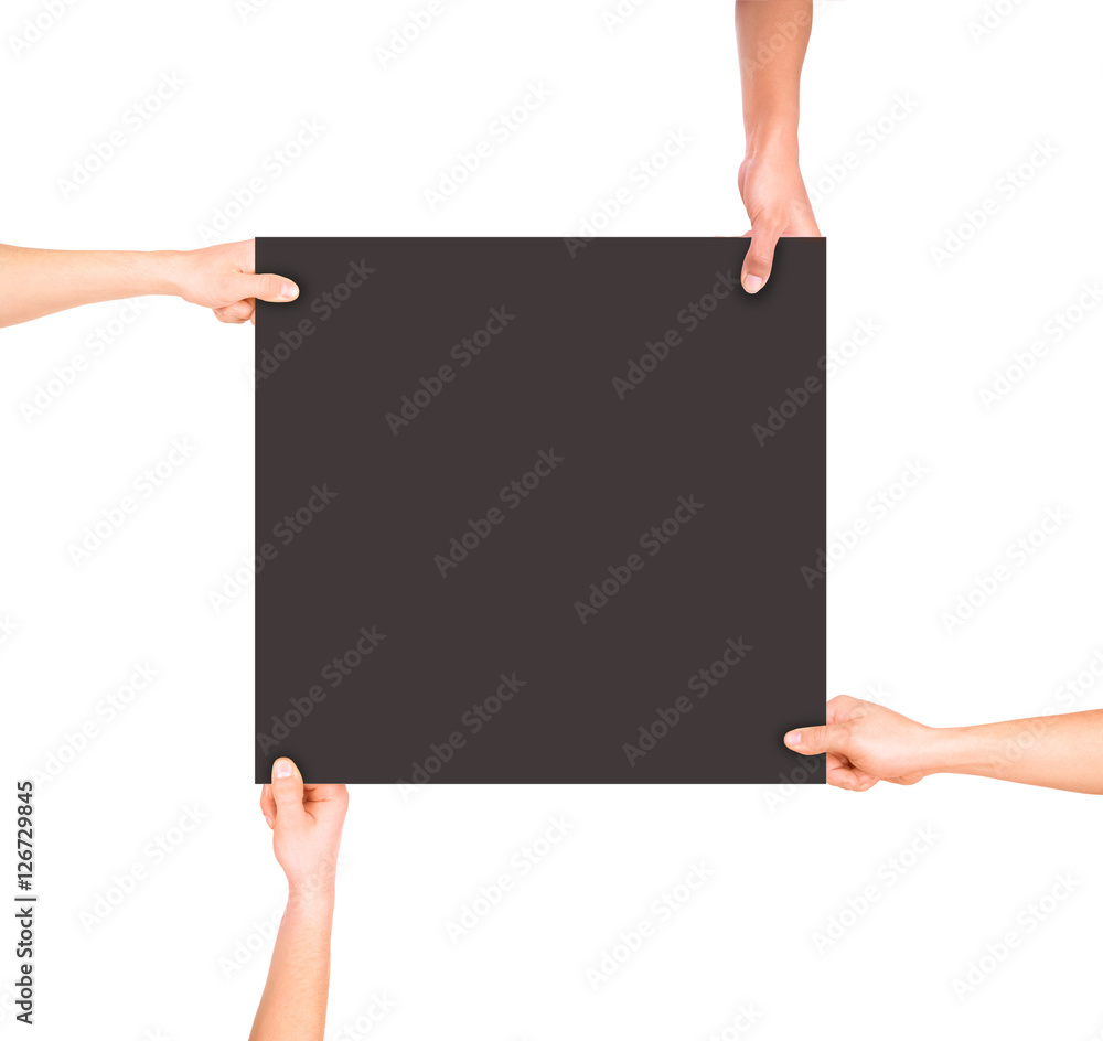 hands holding paper isolated on white background hands holding paper isolated on white background
