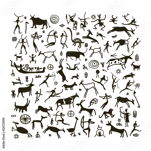Rock paintings, sketch for your design