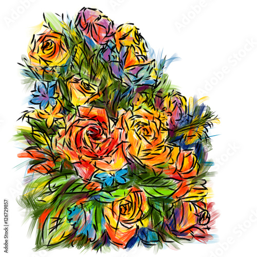 Rose : colors-pencil sketchbook