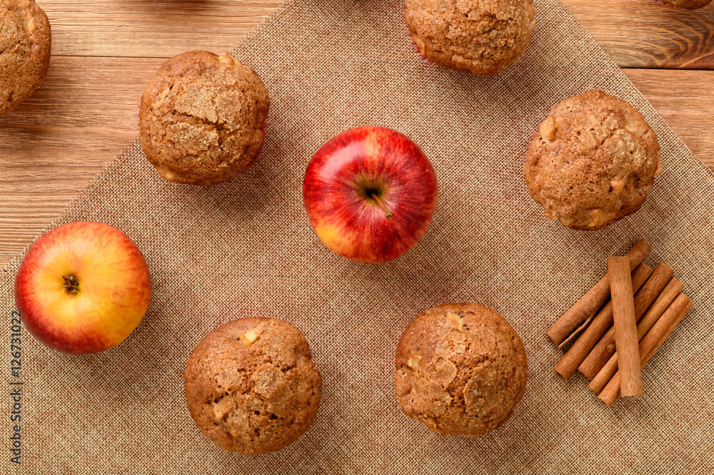 Sweet muffins with apples and cinnamon. Sweet muffins with apples and cinnamon.