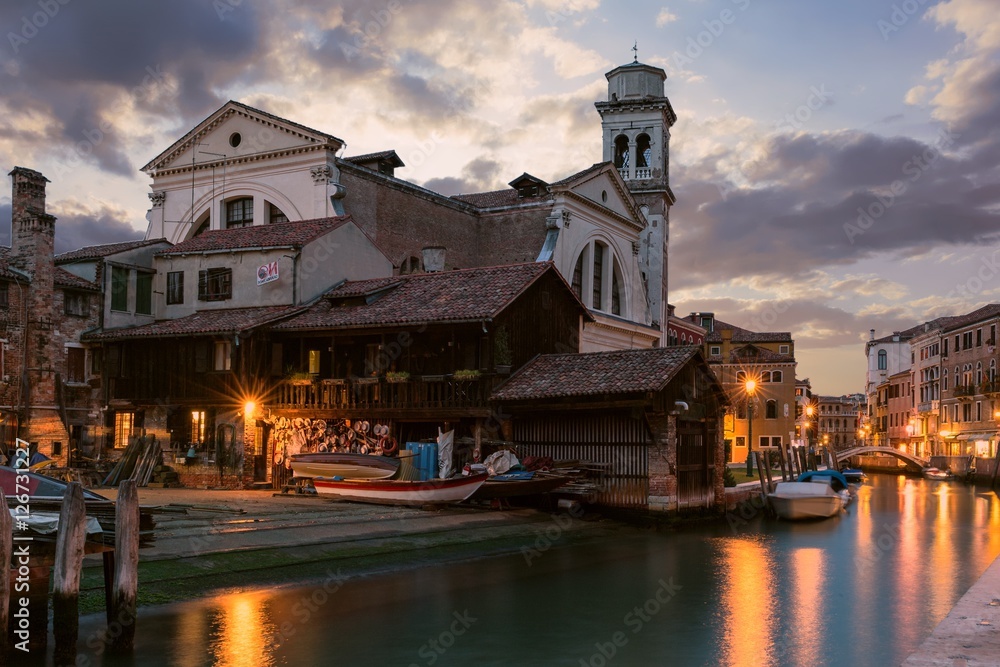 San Trovaso, Venice - church and boatyard after thunderstorm