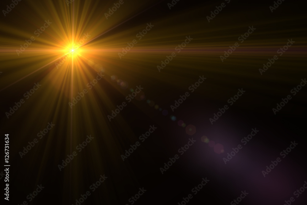 abstract lens flare yellow light over black background