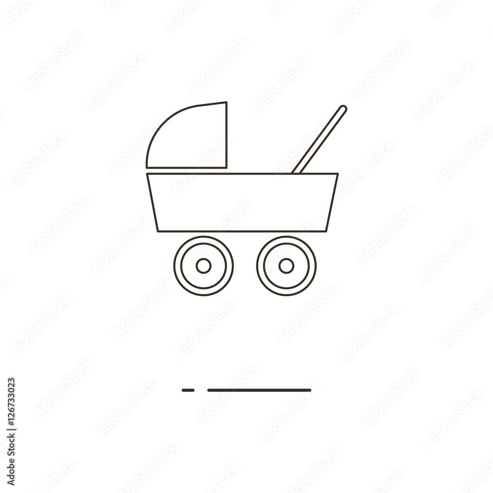Vector illustration of line baby carriage icon on white background Vector illustration of line baby carriage icon on white background