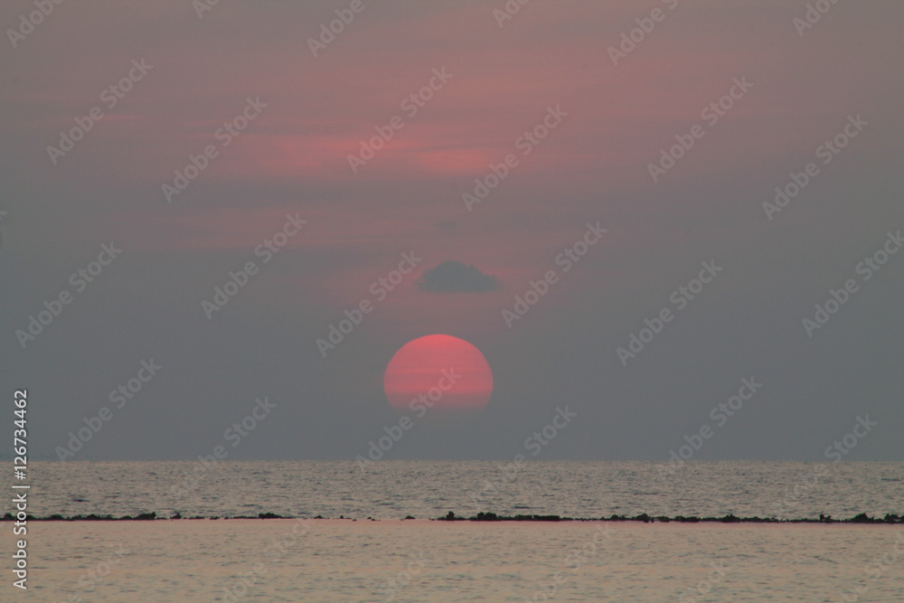 The sun setting over the sea to Karimunjawa island