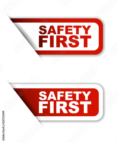 red vector safety first, sticker safety first, banner safety first