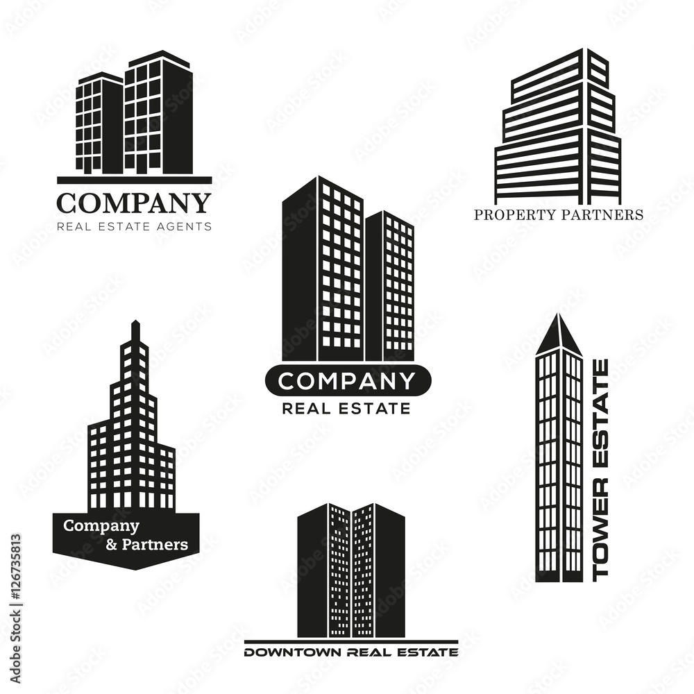 Fototapeta premium Real Estate Company Vector Logo Templates Set