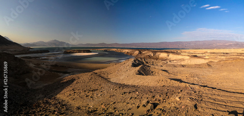 Panorama of Crater salt lake Assal, Djibouti photo