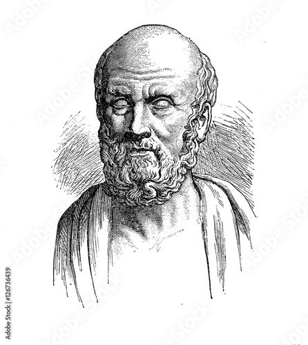 Hippocrates of Kos greek physician, vintage engraving photo