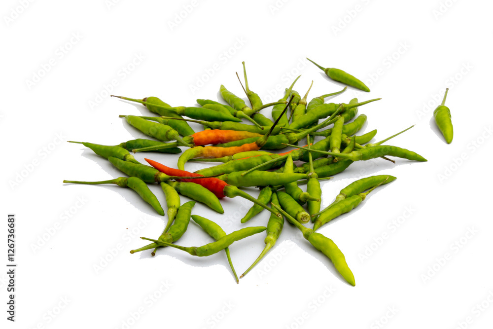 Fototapeta premium Green pepper on the white background.