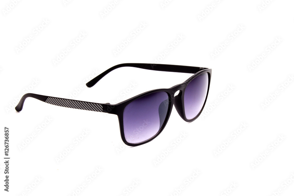Black sunglasses on a white background.