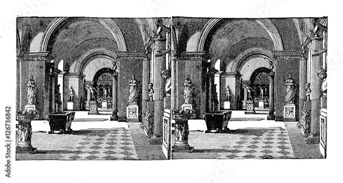 Obraz na plátne Reproduction of a stereoscopic image, vintage engraving