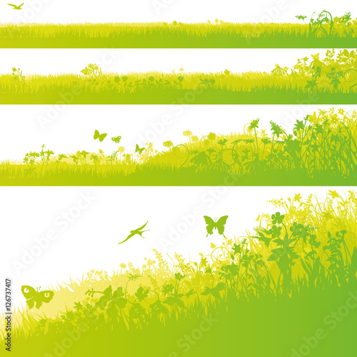 Vier Grasflächen im Garten