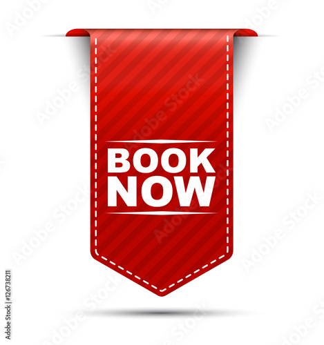 book now, red vector book now, banner book now