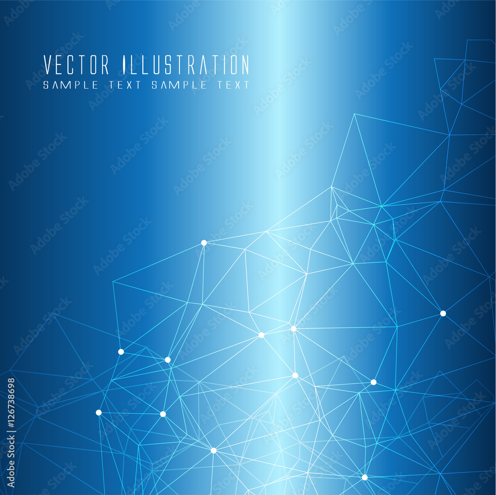 3D Blue Abstract Mesh Background with Circles, Lines and Shapes.