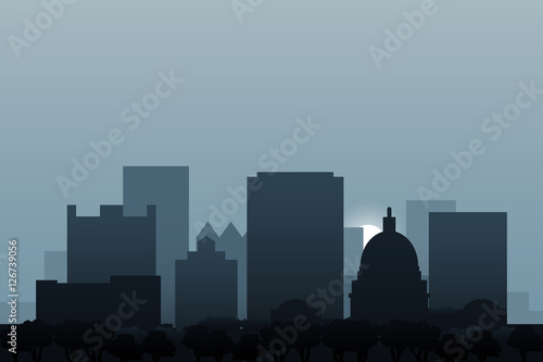Boise skyline. The capital of the U.S. state of Idaho. City skyline in the morning. Morning haze over the city.