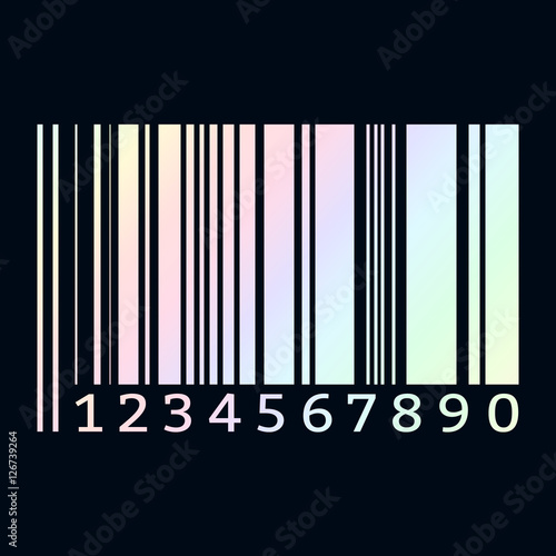 перламутровый штрих-код на синем фоне, векторная иллюстрация