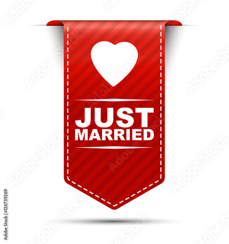 just married, red vector just married, banner just married