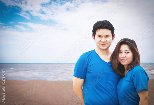 Asian Thai couple on the Pataya beach, Thailand