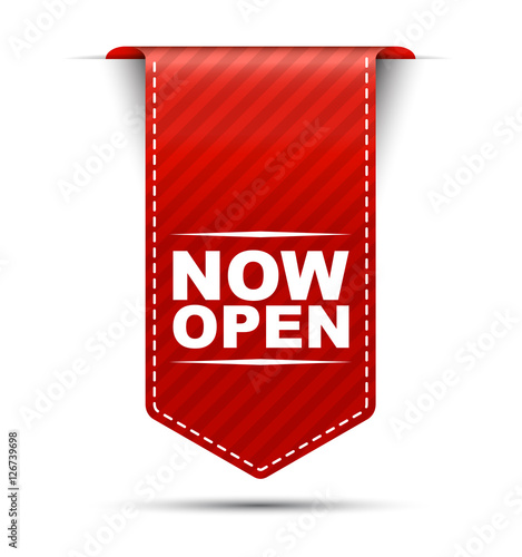 now open, red vector now open, banner now open