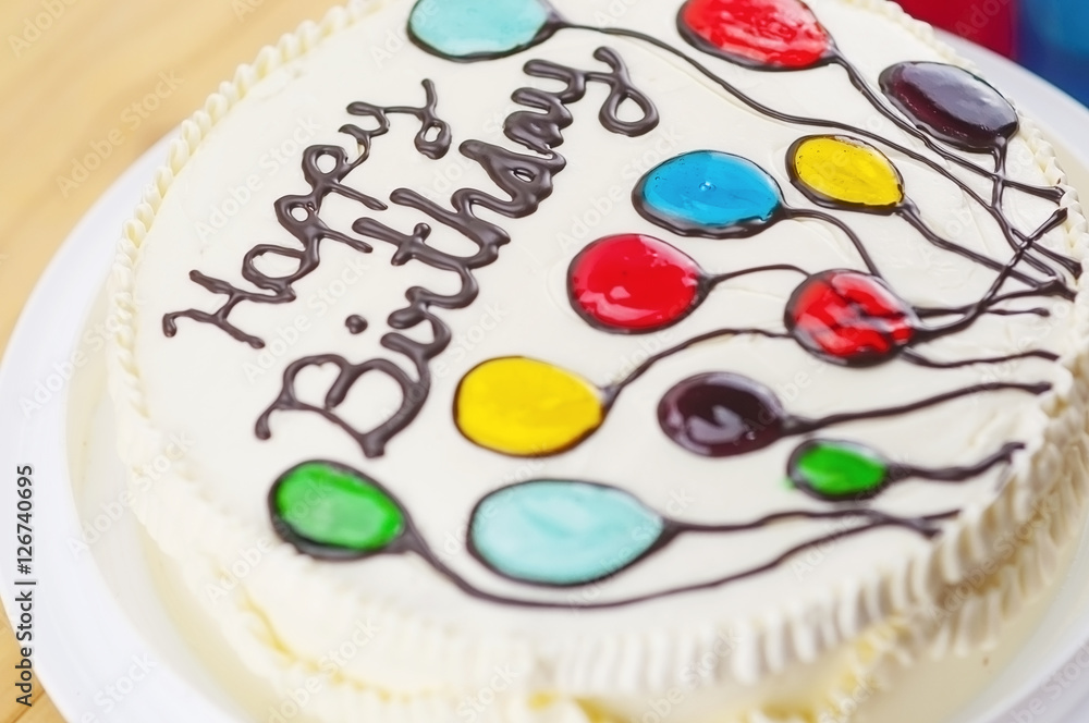Colorful happy birthday butter cake Colorful happy birthday butter cake