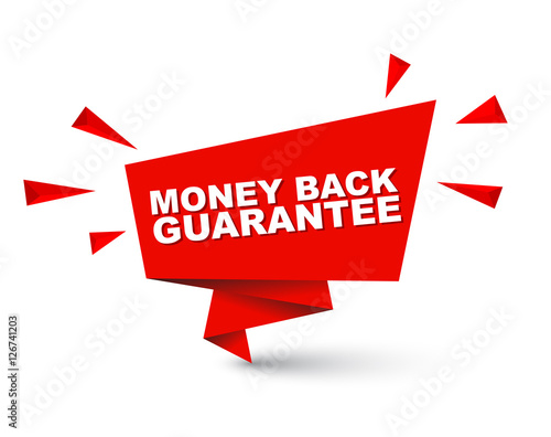 Red easy vector illustration isolated paper bubble banner money back guarantee. This element is well adapted for web design. © Michal Hubka