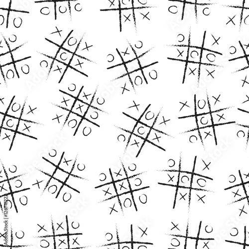 Seamless repeating pattern of the game Tic Tac Toe.Vector