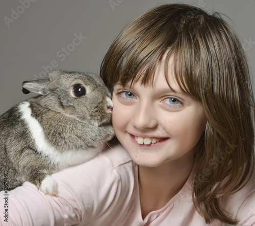 little girl with little rabbit