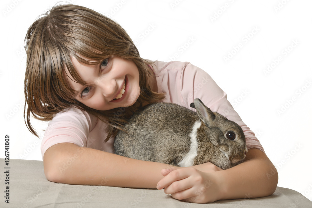 little girl with little rabbit little girl with little rabbit