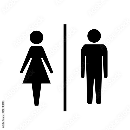 Vector man and woman icons, toilet sign, restroom icon, minimal style, pictogram