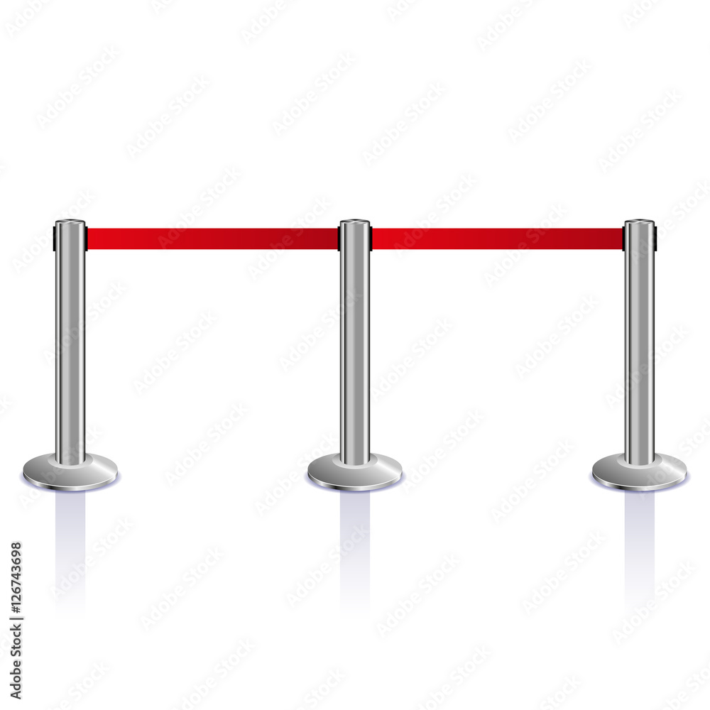 Stanchions barrier isolated on white, Red carpet fence, vector illustration Stanchions barrier isolated on white, Red carpet fence, vector illustration