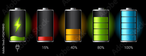 Discharged and fully charged battery smartphone - vector infographic