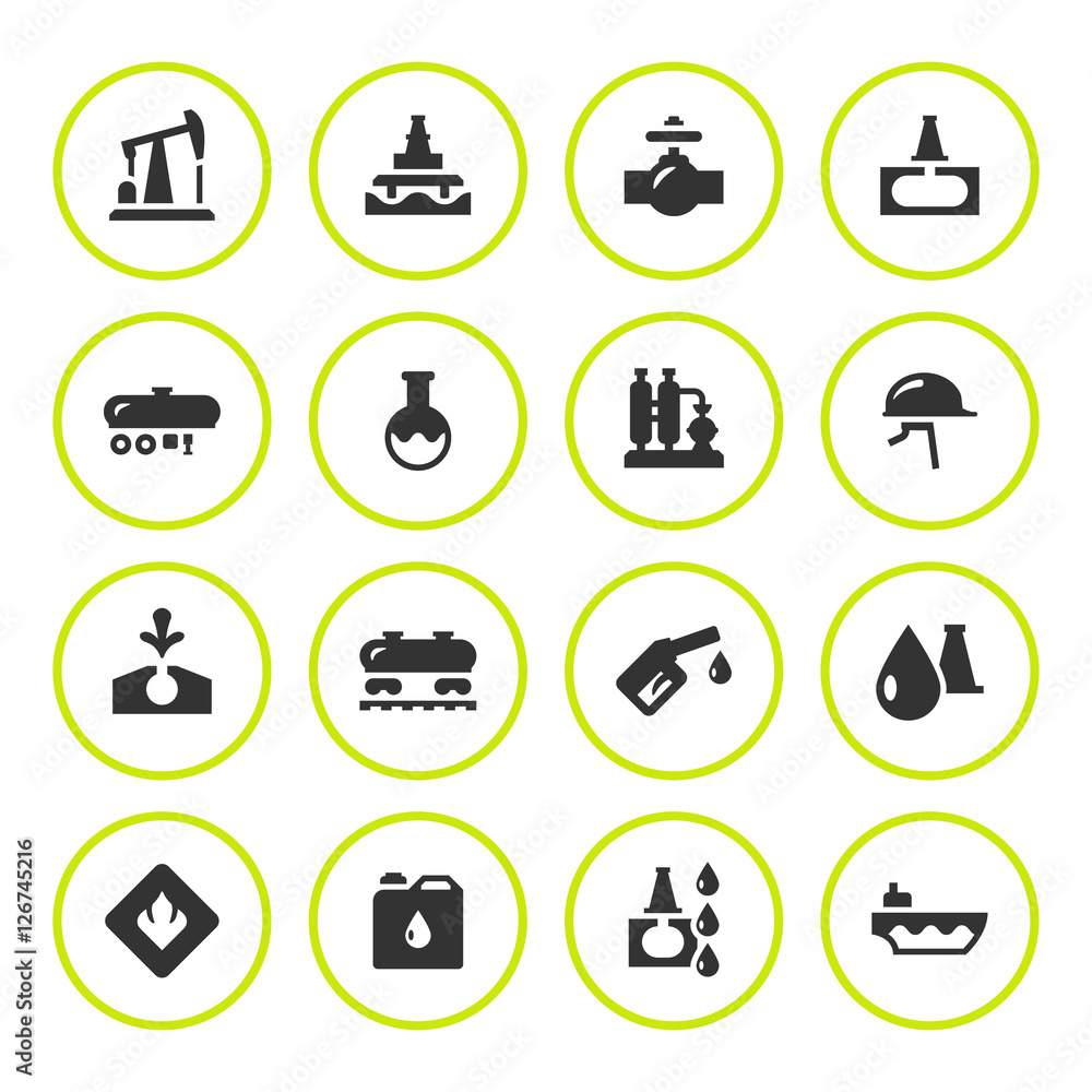 Set round icons of oil industry