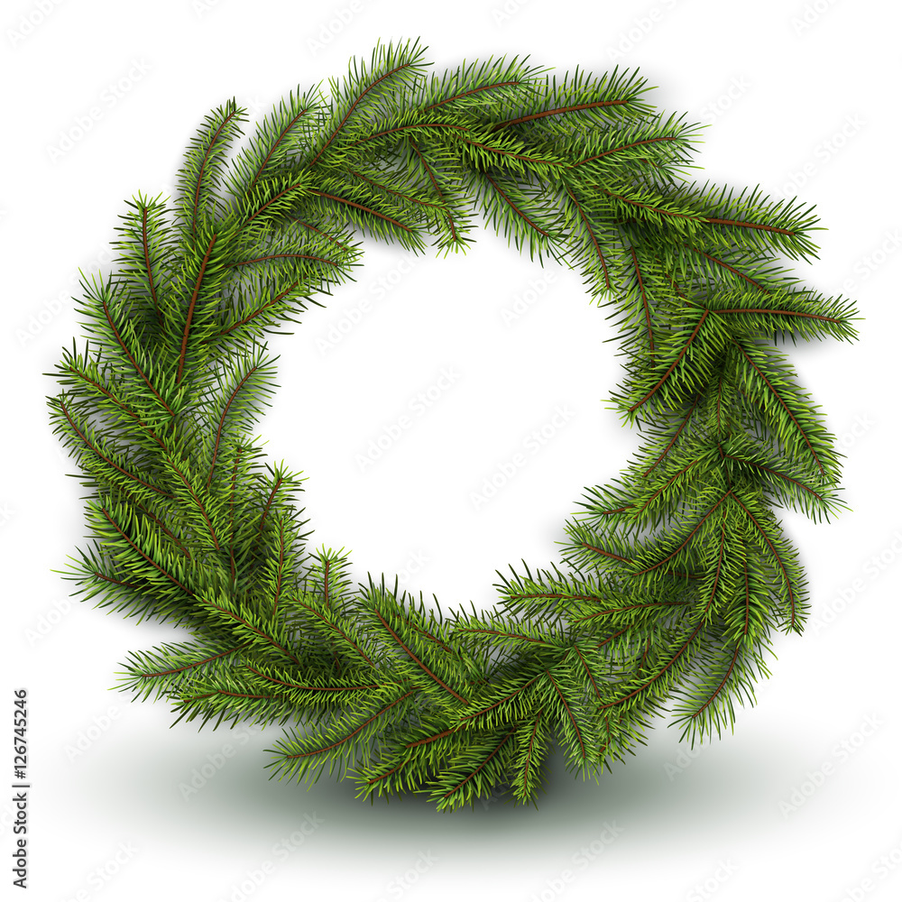 White card with Christmas wreath. White card with Christmas wreath.