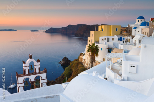 View of Oia village on Santorini island in Greece.