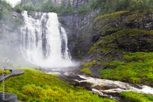 Skjervsfossen waterfall in Hordaland, Norway