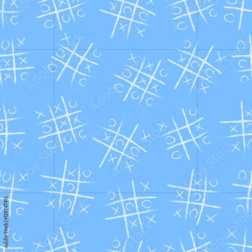 Seamless repeating pattern of the game Tic Tac Toe.Vector