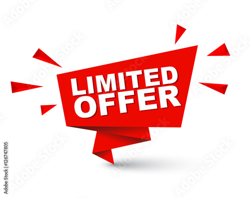 Red easy vector illustration isolated paper bubble banner limited offer. This element is well adapted for web design.