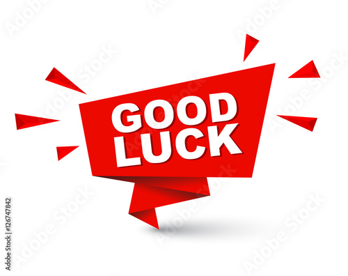 Red easy vector illustration isolated paper bubble banner good luck. This element is well adapted for web design.