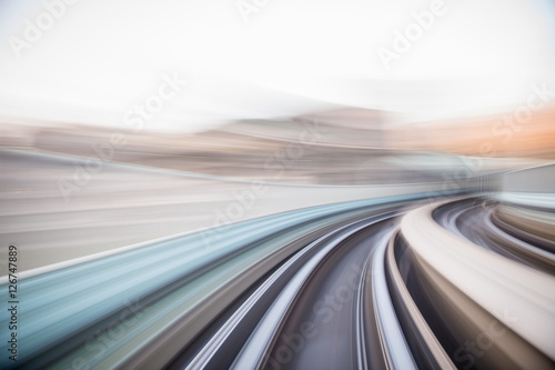 Fotografie, Obraz Speed motion in urban highway road tunnel