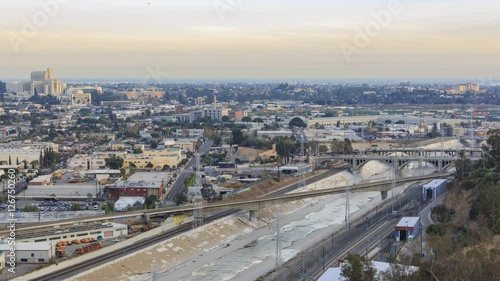 Wallpaper Mural 4K pan movement timelapse video of the beautiful Los Angeles river sunset view Torontodigital.ca