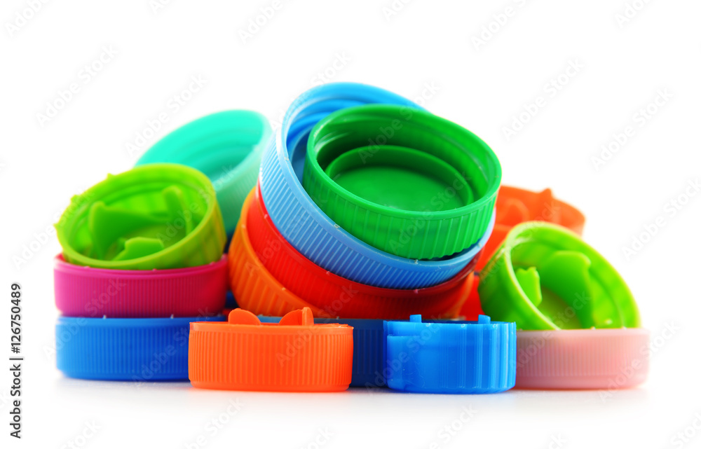Composition with colorful plastic bottle caps Composition with colorful plastic bottle caps