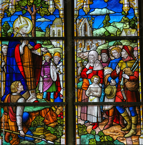Saint Rumbold - Stained Glass in Mechelen Cathedral photo