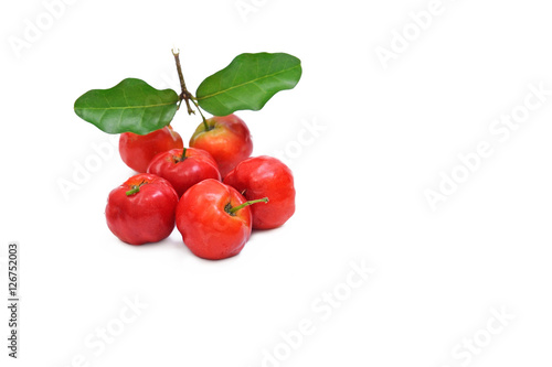 Fotografie Barbados cherry fruit isolated on white background.