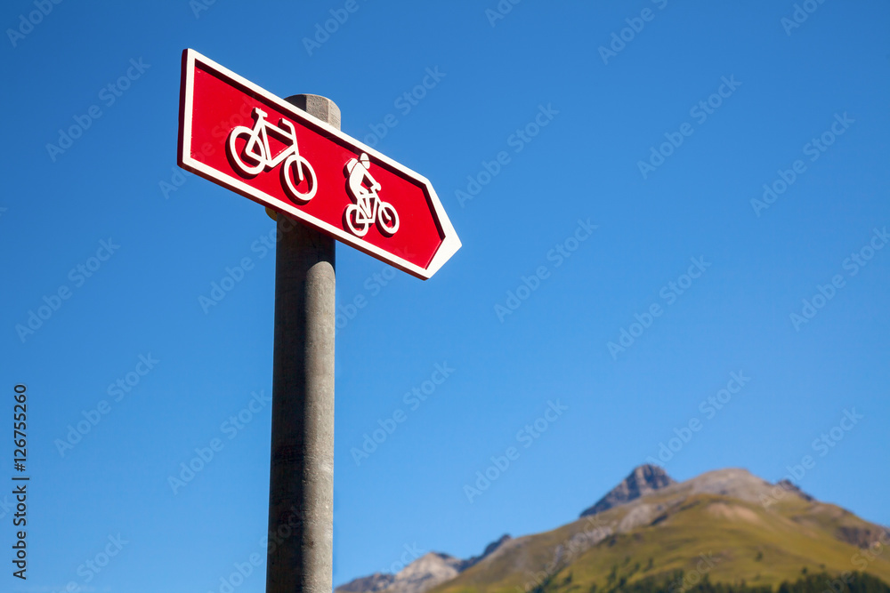Directional sign on a cycle route in Switzerland