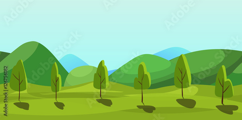 Cute cartoon country seamless horizontal landscape