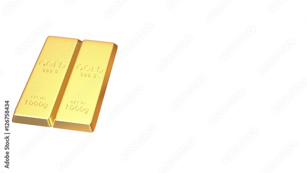 3d rendering set of gold bars isolated on white background 3d rendering set of gold bars isolated on white background